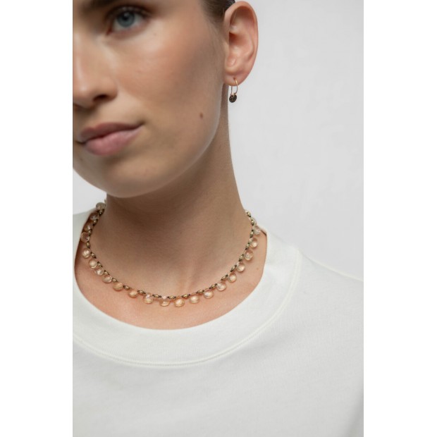 5 Octobre sidabro kaklo papuošalas su citrinais ir piritais